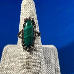 Vintage Silver Ring with Green Stone